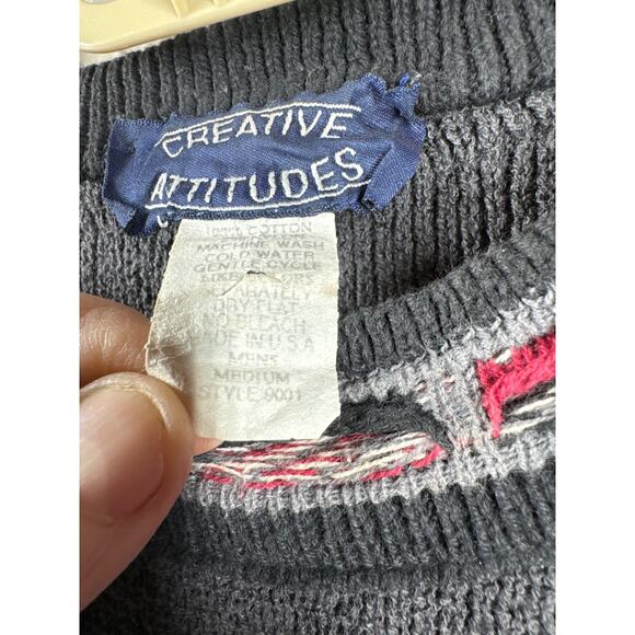 Vintage Creative Attitudes Sweater Men's Gray Made in USA Style 9001 Size Medium - Picture 3 of 4